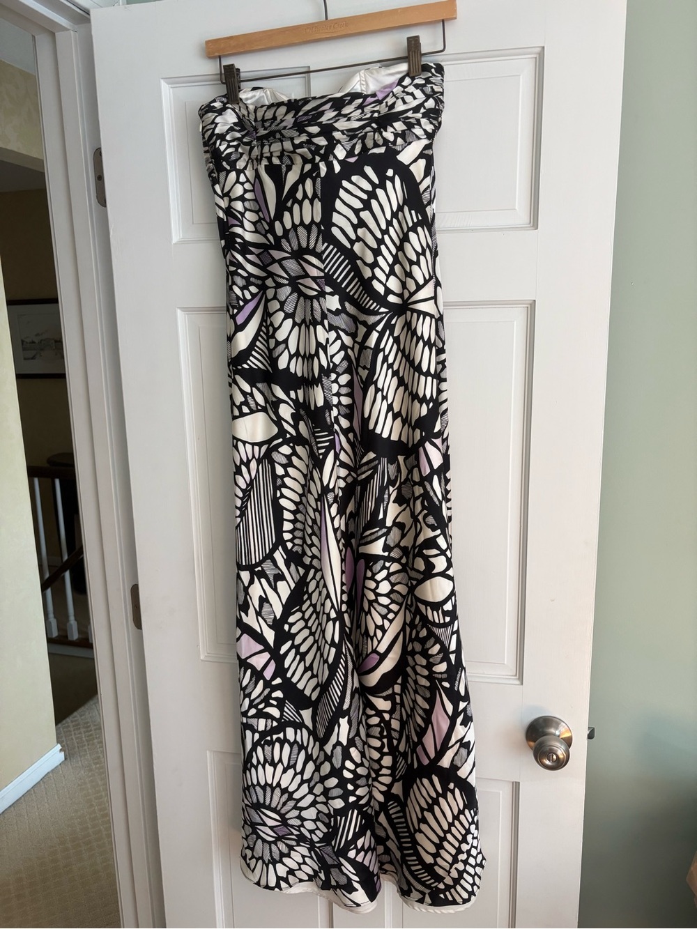 Laundry by Shelli Segal Strapless Sweetheart Long Dress Black White Purple 4 - Picture 8 of 16